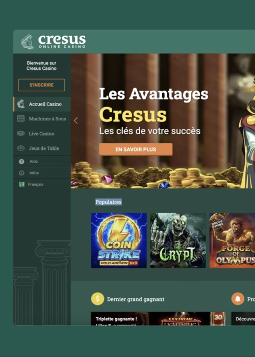 Portail authentification sécurisée joueur Cresus Casino